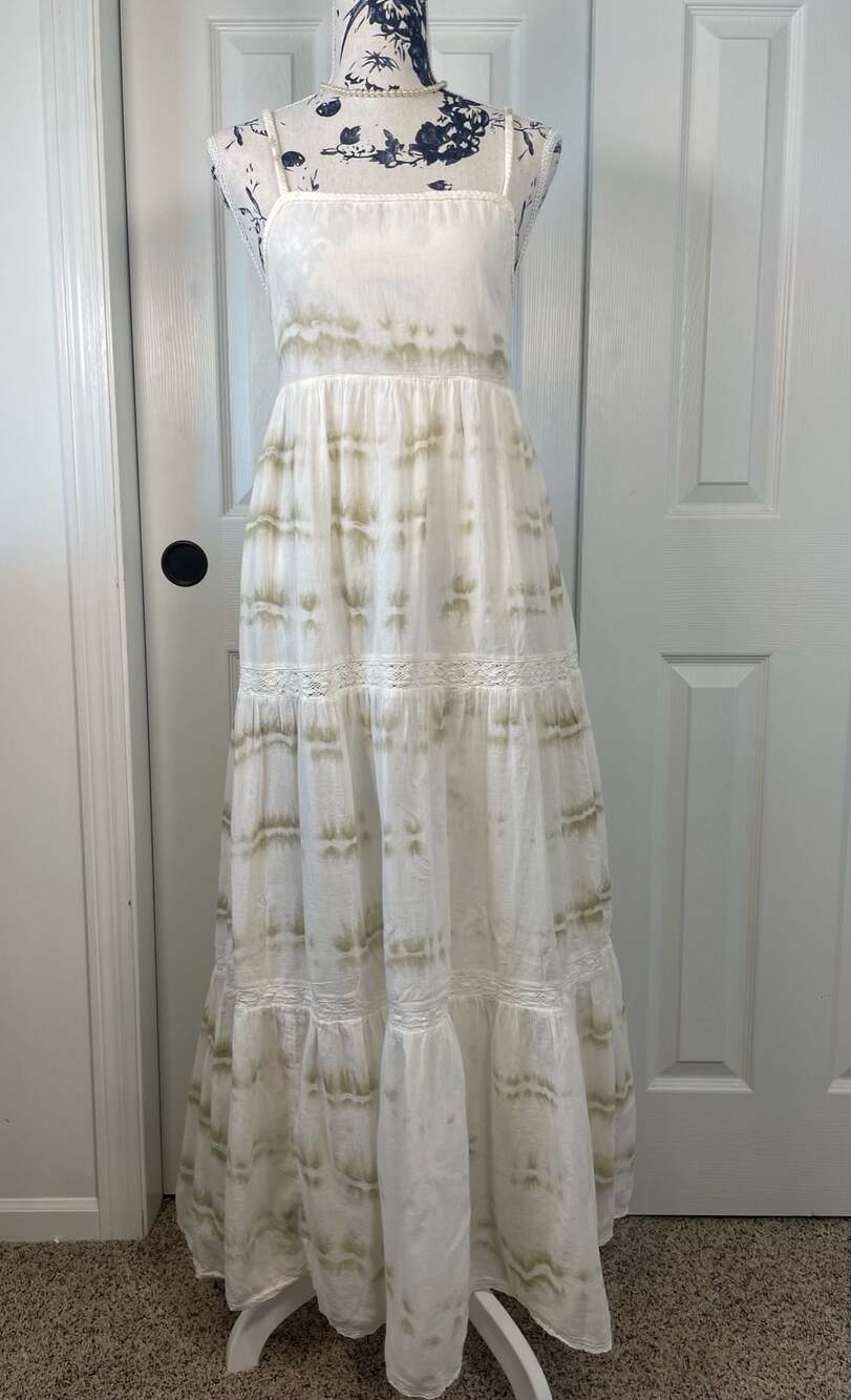 Aerie Tie-Dye Cotton Tiered Maxi Sundress with Lace Detail Sz S